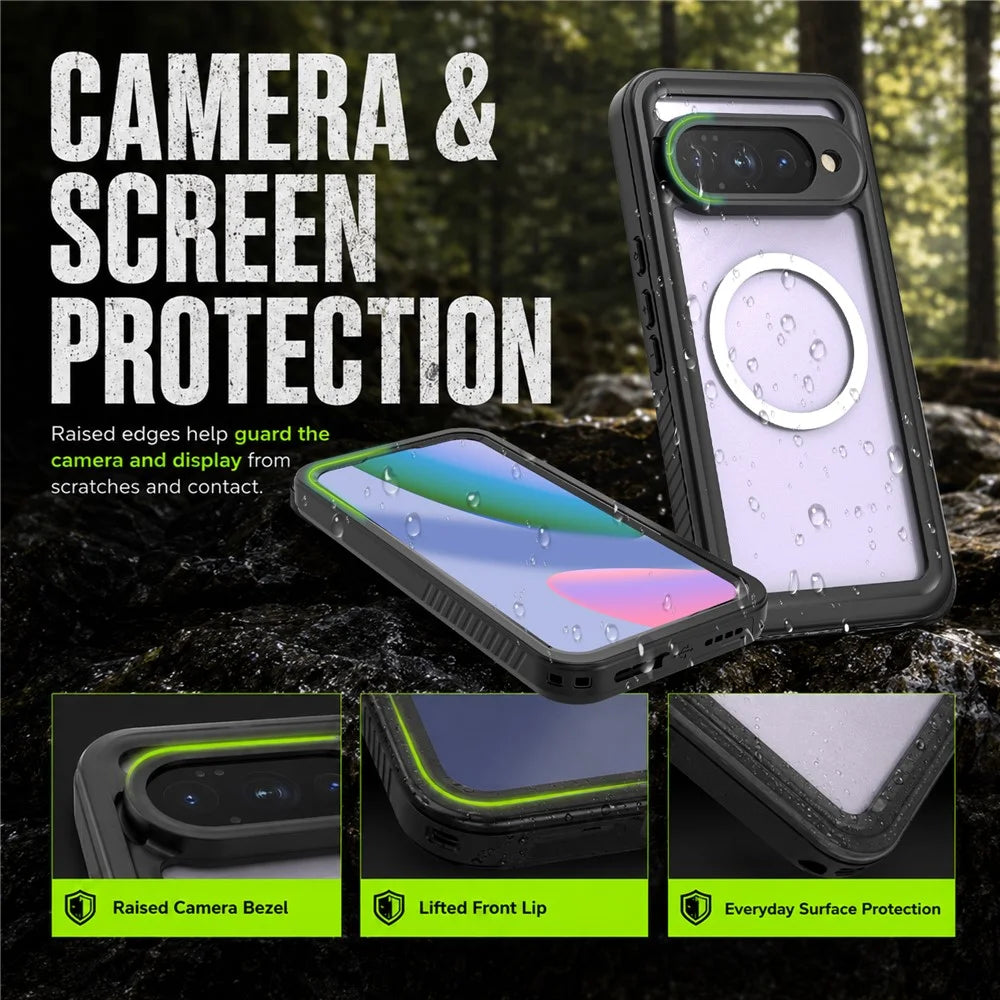 REDPEPPER FS Series For Google Pixel 11 Pro XL IPX8 Waterproof Case PC TPU PET Clear Magnetic Phone Cover - Black - 5