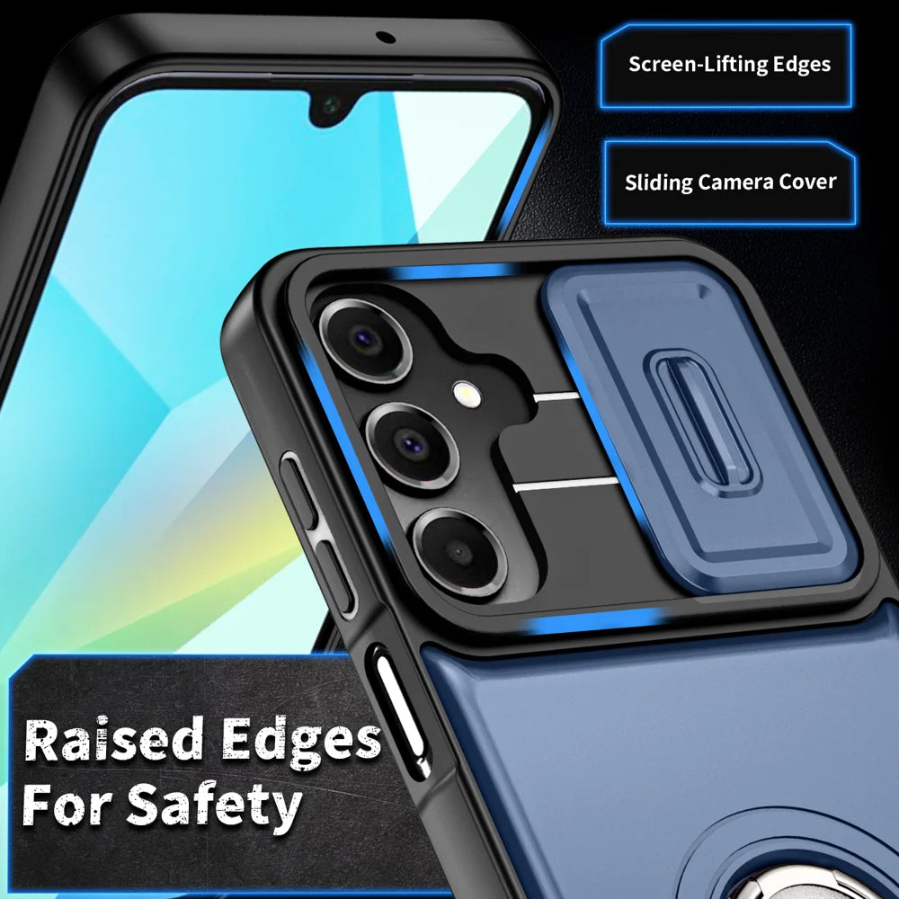 For Samsung Galaxy A56 5G / Galaxy A37 5G / Galaxy A36 5G Case with Slide Camera Cover Kickstand PC + TPU Protective Phone Shell - Blue - 2