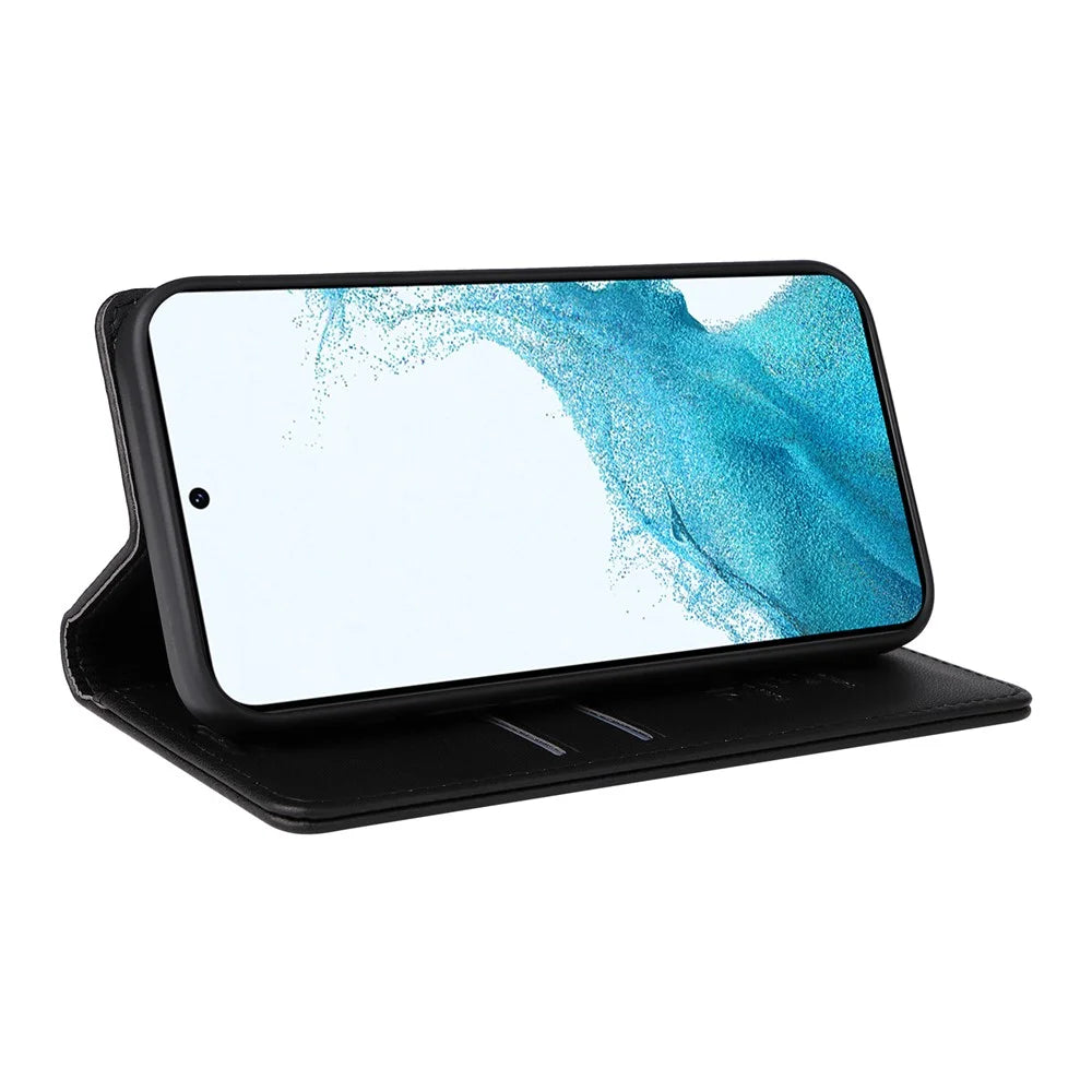 YIKATU For Samsung Galaxy A54 5G YK- 001 Anti-fall PU Leather Flip Wallet Case Strong Magnetic Auto-absorbed Stand Anti-scratch Phone Cover - Black - 4