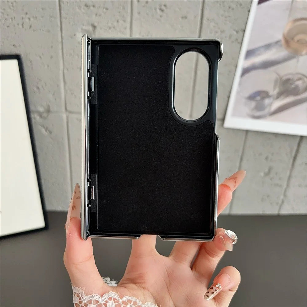 For Samsung Galaxy Z Fold8 Magnetic Case Litchi Texture PU Leather + PC Electroplated Shockproof Phone Cover - Grey - 2