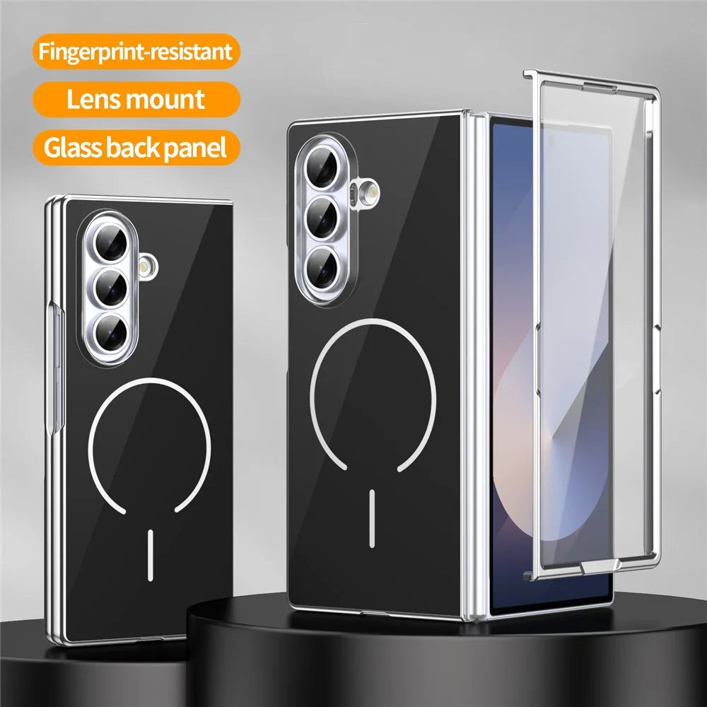 For Samsung Galaxy Z Fold8 Ultra Magnetic Case PC + Glass Back Shockproof Anti-Fingerprint Phone Cover with Screen Protector - Black - 2