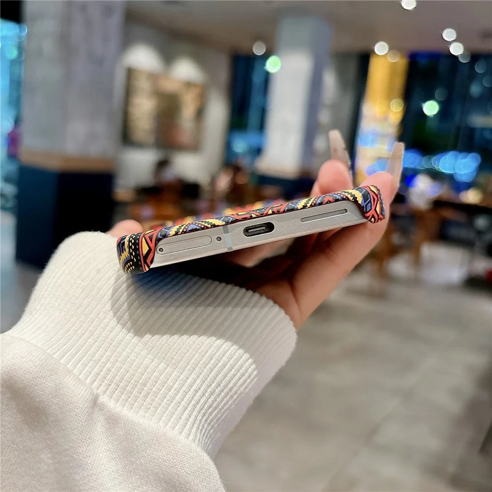 For Google Pixel 11 / Pixel 11 Pro Magnetic Case Water Transfer Printing Aramid Fiber Texture PC Phone Cover - Retro Pattern - 6