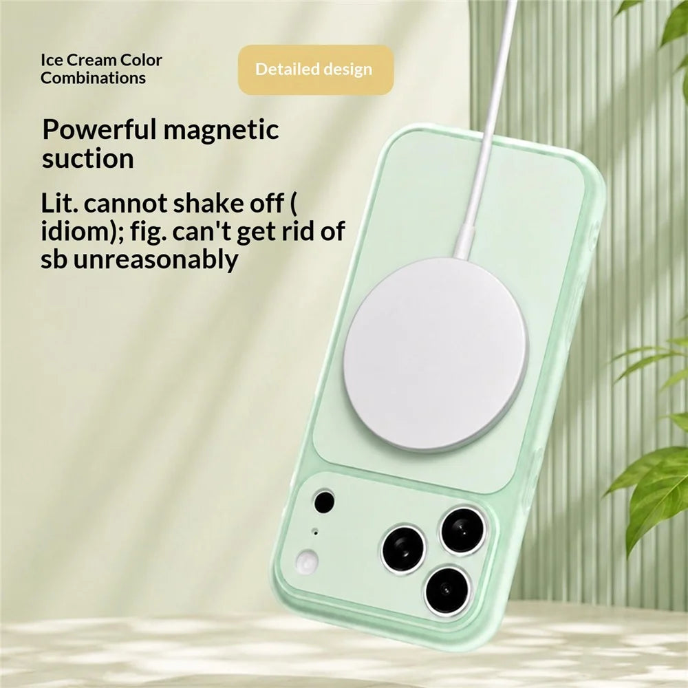 For iPhone 17 Pro Case Compatible with MagSafe Hybrid Design PC + TPU Protective Phone Cover - Green - 4