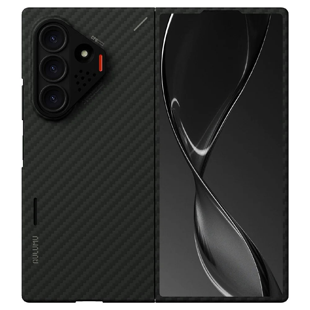 AULUMU For Samsung Galaxy Z Fold8 Ultra Aramid Fiber Case Urta Thin Phone Cover with Real-Time Temperature Monitoring - Black - 2