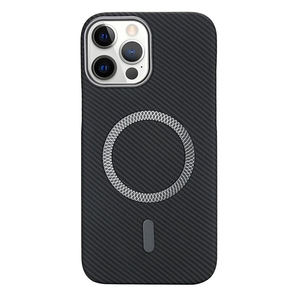 For iPhone 15 Pro Magnetic Case Carbon Fiber Texture Leather + PC Phone Cover - Black - 3