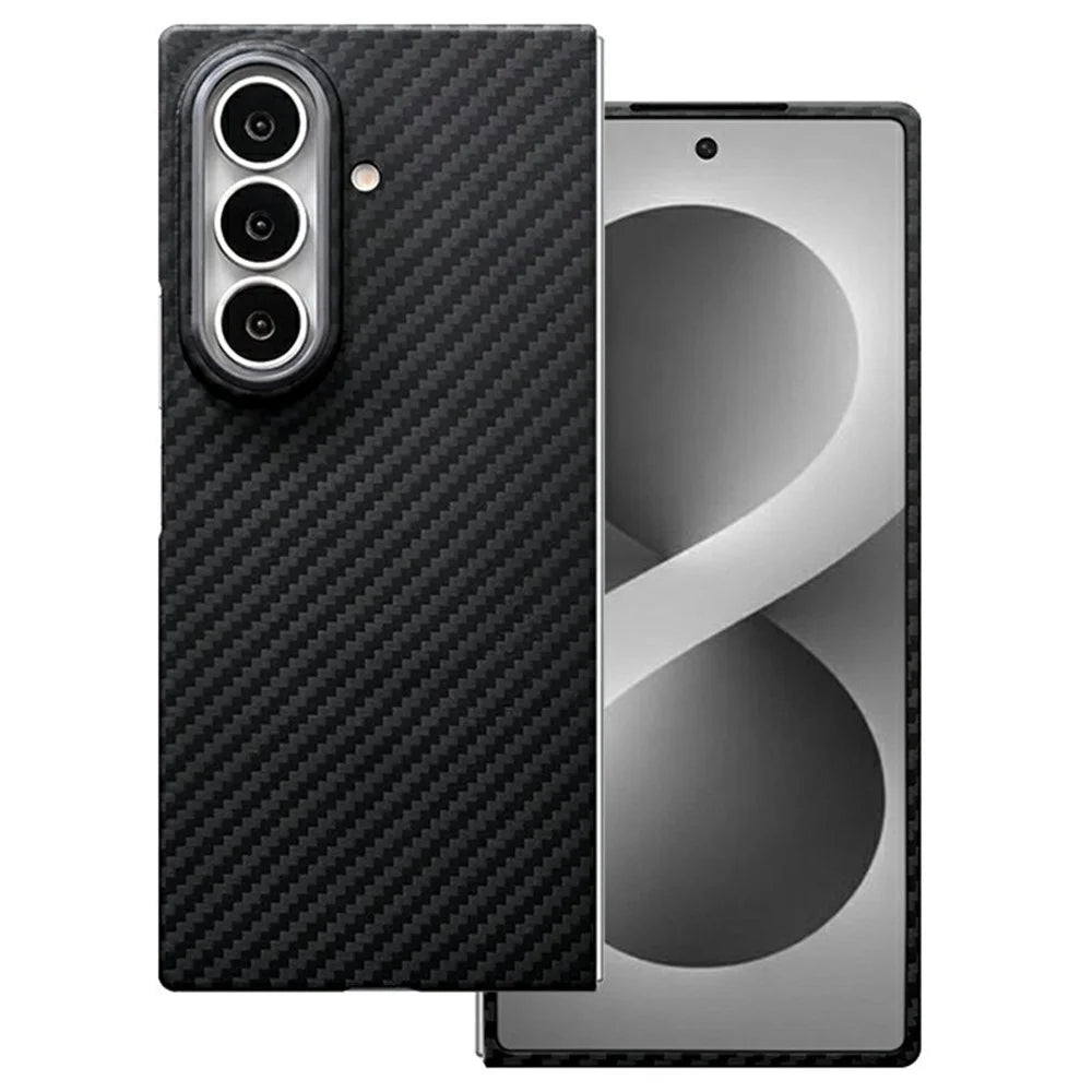 For Samsung Galaxy Z Fold8 Ultra Magnetic Case 1500D Coarse Texture Aramid Fiber Phone Cover with Metal Lens Frame - 1