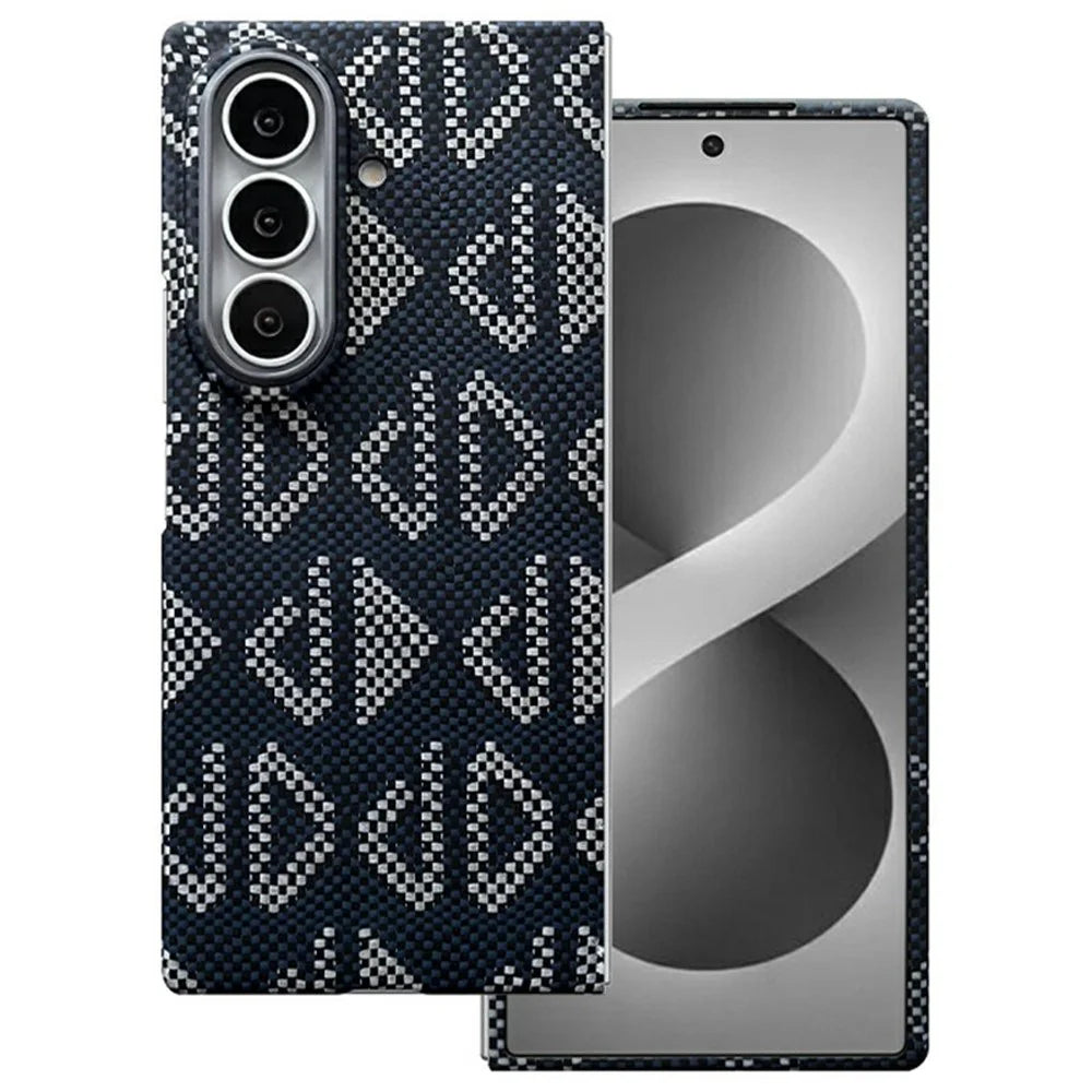 For Samsung Galaxy Z Fold8 Ultra Magnetic Case Geometric Pattern Aramid Fiber Phone Cover with Metal Lens Frame  /  Front Frame - 1