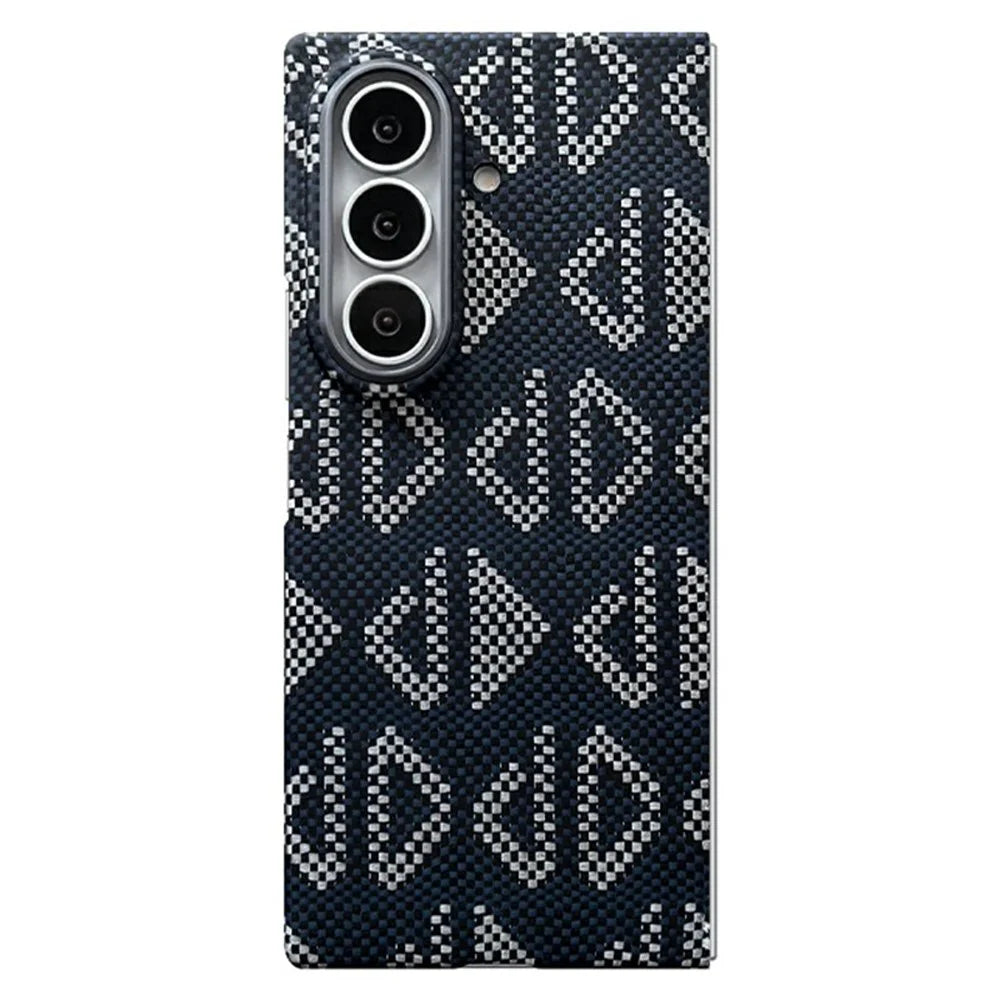 For Samsung Galaxy Z Fold8 Ultra Magnetic Case Geometric Pattern Aramid Fiber Phone Cover with Metal Lens Frame - 1