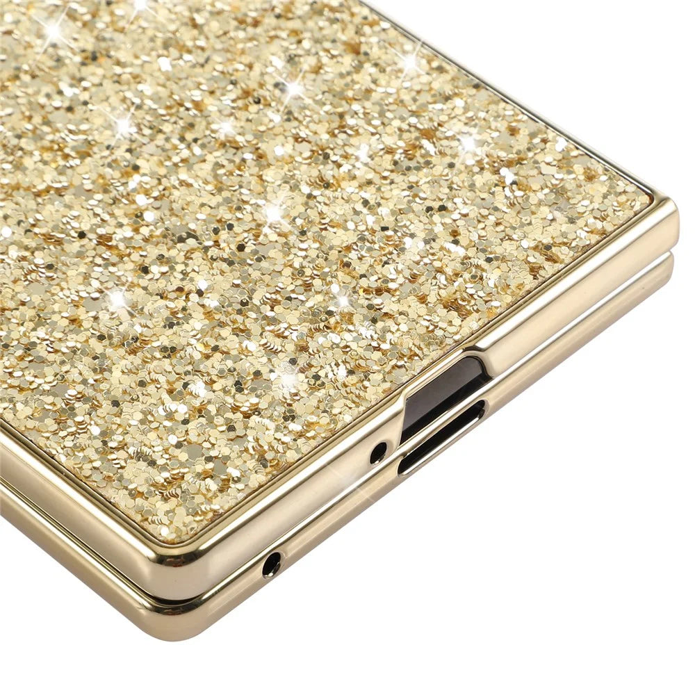 For Samsung Galaxy Z Fold8 Case Electroplating TPU + PC Sparkling Glitter Phone Back Cover - Gold - 4