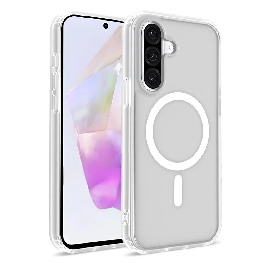 For Samsung Galaxy A16 4G  /  A16 5G Magnetic Case 2.0mm Skin-Touch TPU PC Shockproof Phone Cover - White - 1