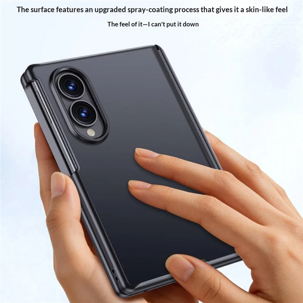 For Samsung Galaxy Z Fold8 Case with HD Screen Protector Skin-touch PC Matte Protective Phone Cover - Black - 2