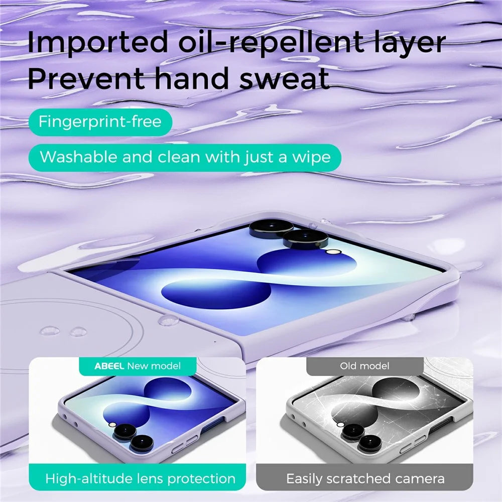 ABEEL Magnetic Case For Samsung Galaxy Z Flip8 Skin Touch Liquid Silicone Phone Back Cover - Purple - 3