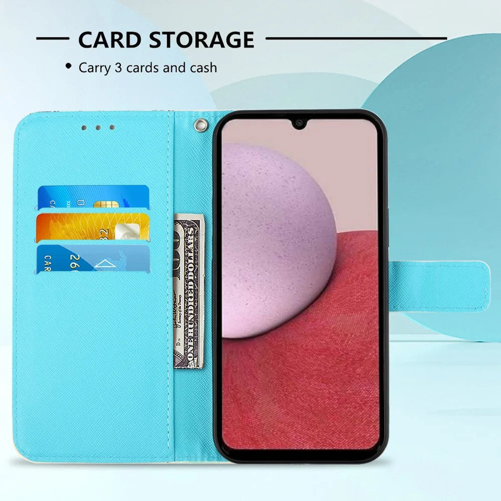 For Samsung Galaxy A14 5G / A14 4G Leather Case 3D Pattern Printing Wallet Stand Mobile Cover with Strap - Golden Butterflies - 3