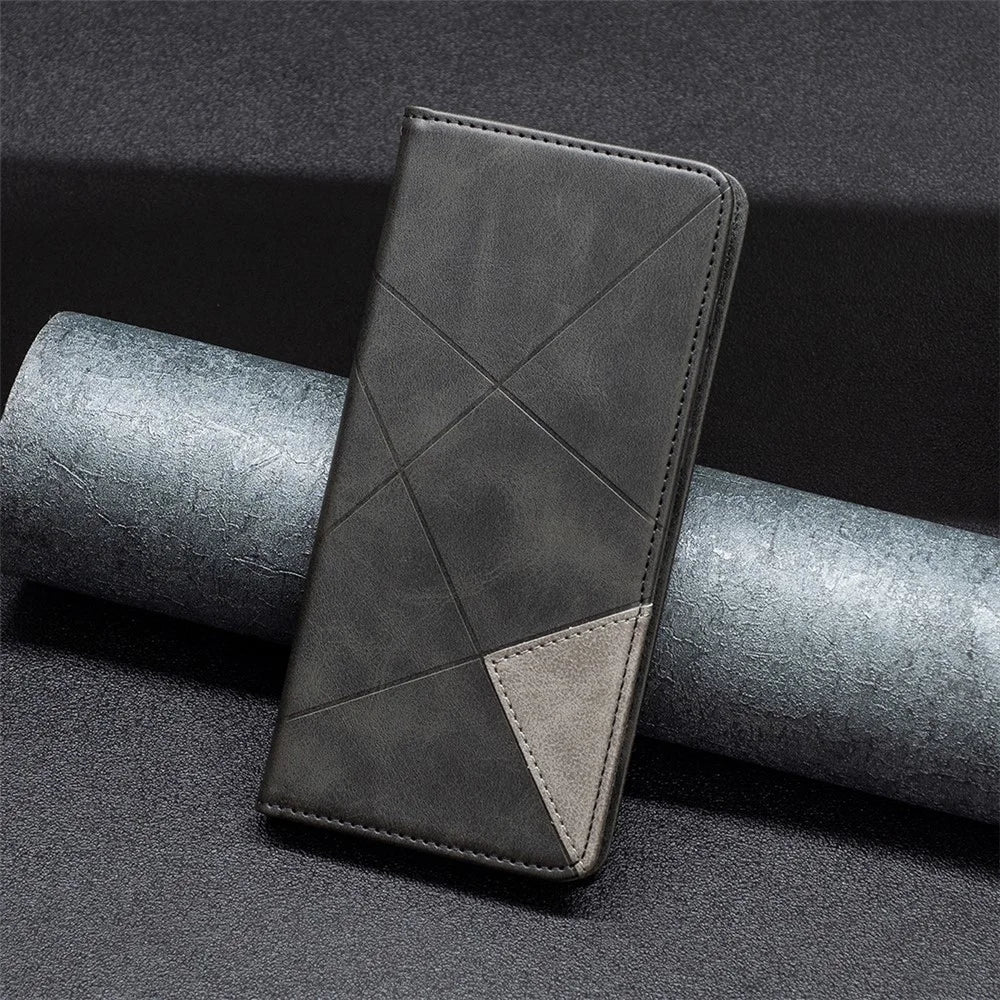 For Infinix Hot 11s NFC 4G Leather Case with Card Holder Imprinting Pattern Phone Stand Cover - Black - 5
