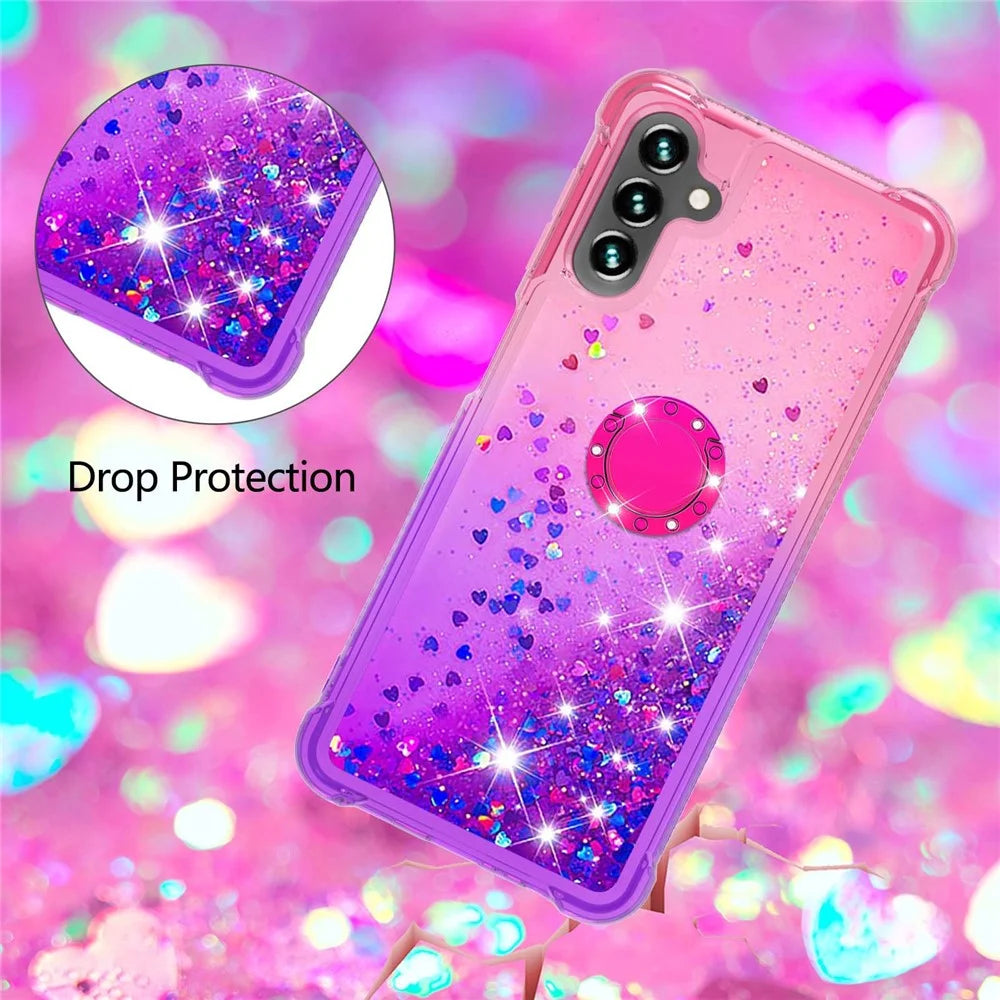 TPU Phone Case For Samsung Galaxy A54 5G TPU Case with Kickstand Gradiant Quicksand Shockproof Cover - Pink  /  Purple - 4