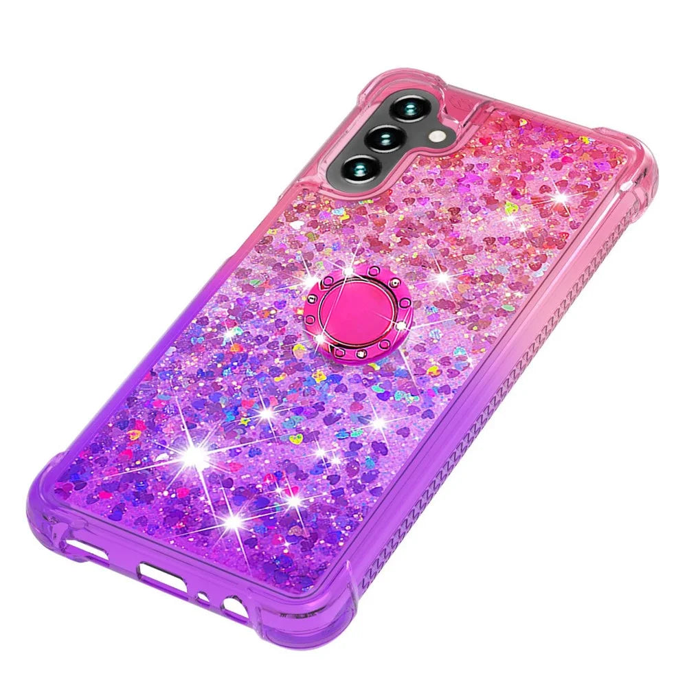 TPU Phone Case For Samsung Galaxy A54 5G TPU Case with Kickstand Gradiant Quicksand Shockproof Cover - Pink  /  Purple - 5