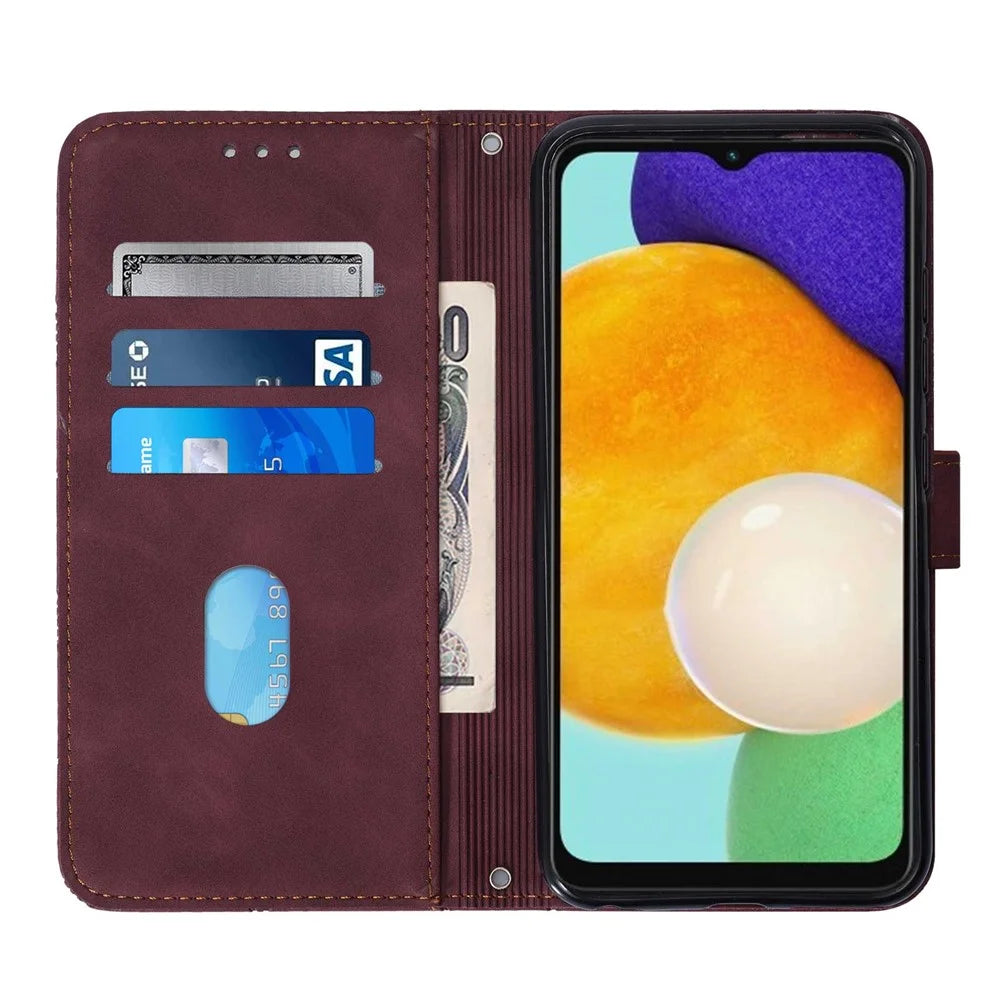 For Samsung Galaxy A54 5G Leather Case with Hand Strap Wallet Stand Phone Cover - Wine Red - 2