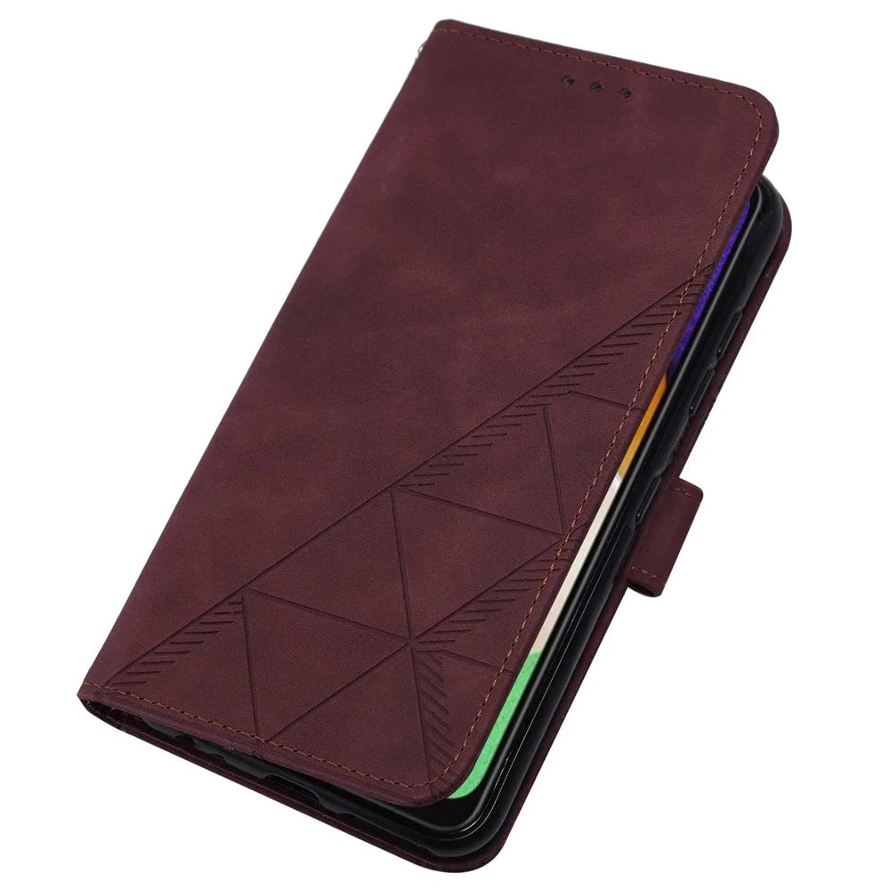 For Samsung Galaxy A54 5G Leather Case with Hand Strap Wallet Stand Phone Cover - Wine Red - 4