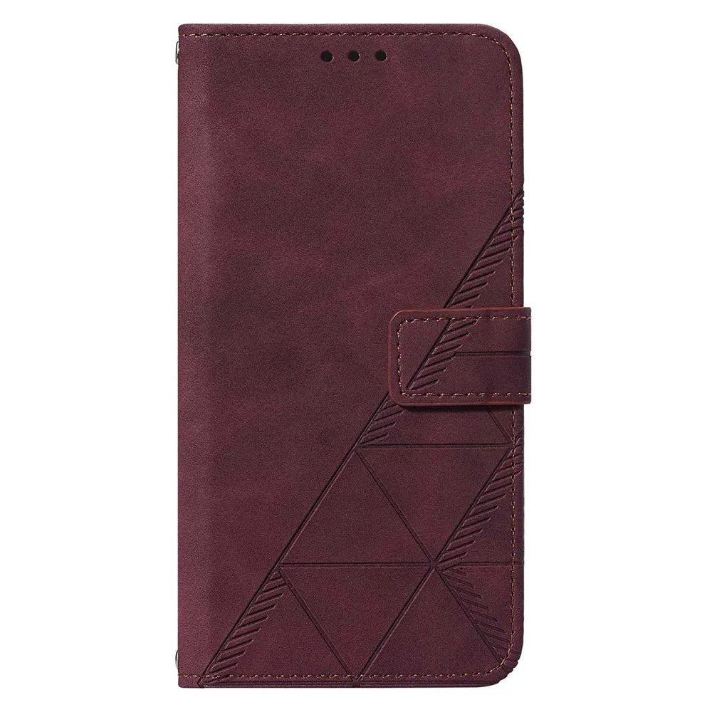 For Samsung Galaxy A54 5G Leather Case with Hand Strap Wallet Stand Phone Cover - Wine Red - 5