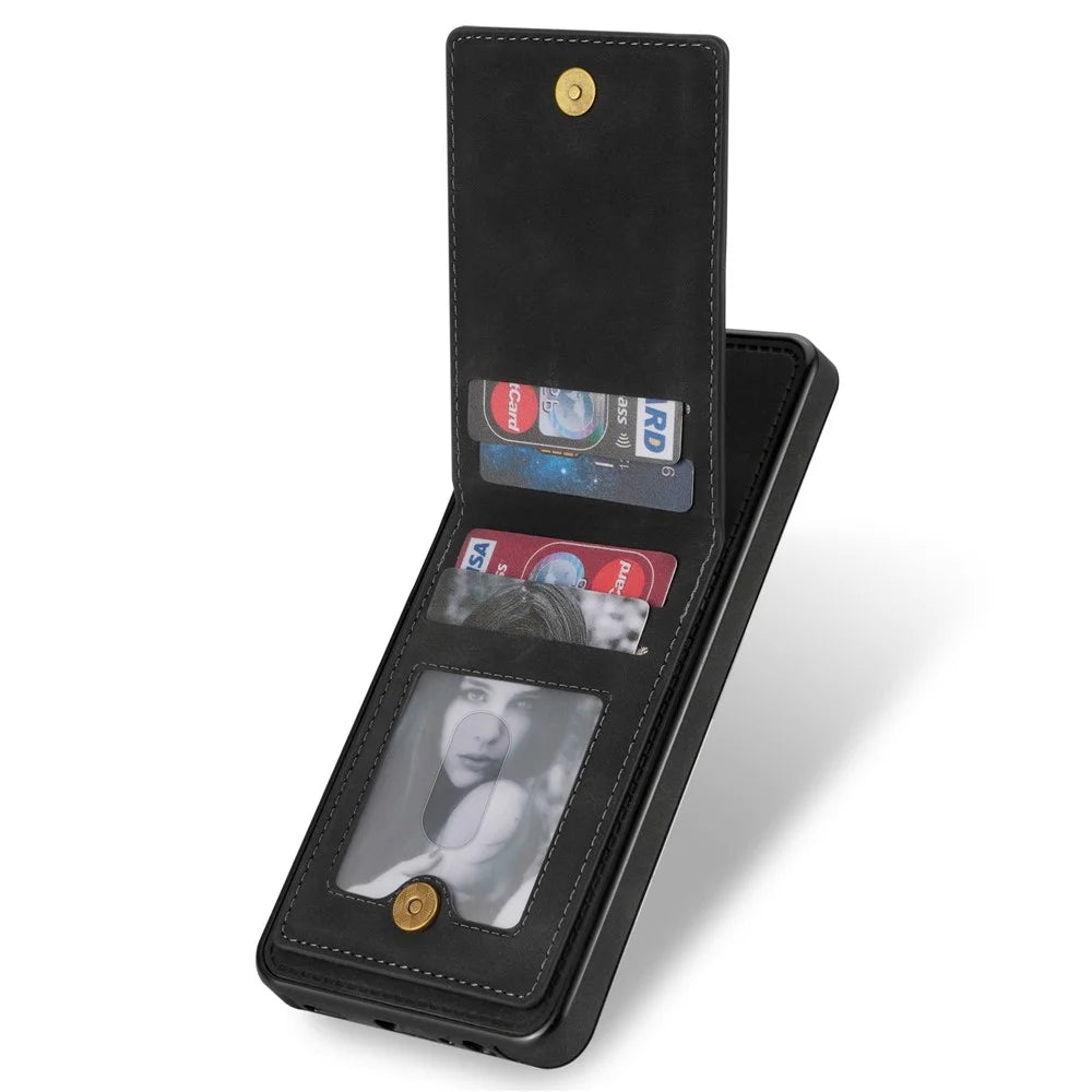 Back Cover for Samsung Galaxy S20 FE 4G / 5G / FE 2022 / S20 Lite, Solid Color Kickstand Phone Case RFID Blocking Multiple Card Slots Vertical Flip PU Leather Coated TPU Shell - Black - 2