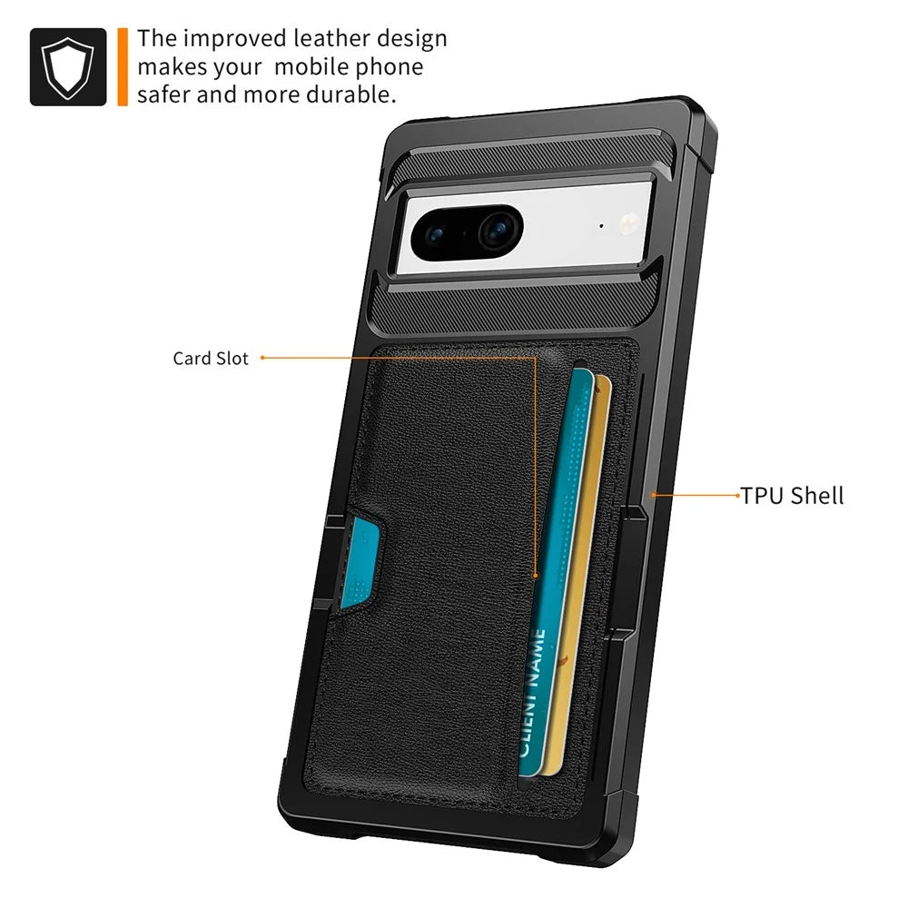 For Google Pixel 7 5G ZM02 Smartphone Case with Card Slot PU Leather + TPU Reinforced Corner Anti-scratch Cell Phone Back Cover - 2