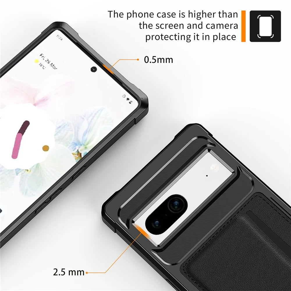 For Google Pixel 7 5G ZM02 Smartphone Case with Card Slot PU Leather + TPU Reinforced Corner Anti-scratch Cell Phone Back Cover - 7