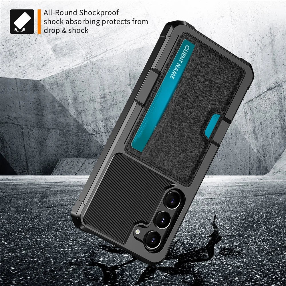 For Samsung Galaxy S23+ ZM02 Reinforced Corner Phone Cover with Card Slot PU Leather + TPU Anti-fall Mobile Phone Case - 4