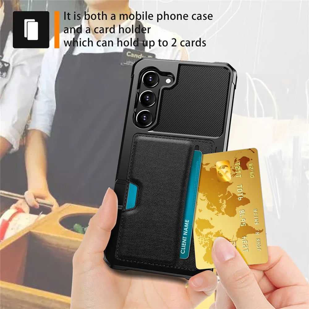 For Samsung Galaxy S23+ ZM02 Reinforced Corner Phone Cover with Card Slot PU Leather + TPU Anti-fall Mobile Phone Case - 5