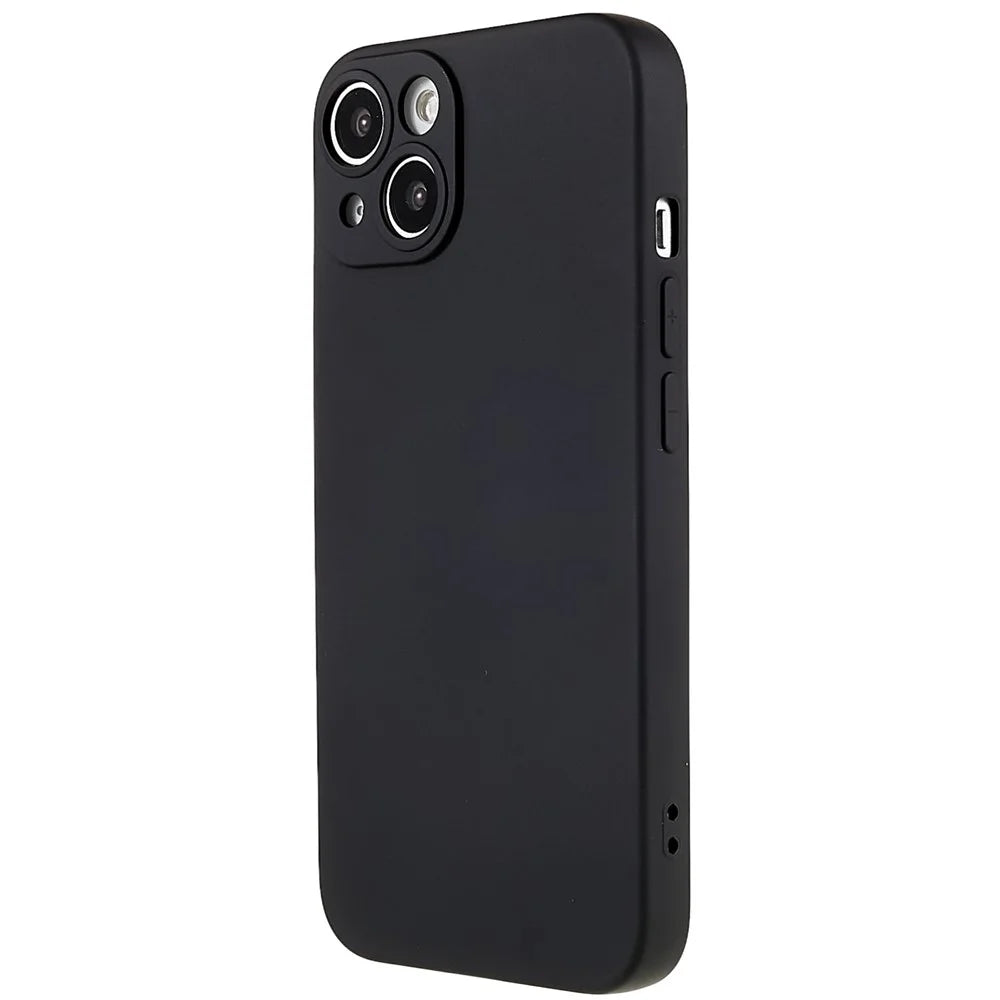 For iPhone 14 Plus Precise Cutout Camera Protection Phone Case Liquid Silicone Texture Soft TPU Arc Edge 2.0mm Thick Shockproof Cover - Black - 2