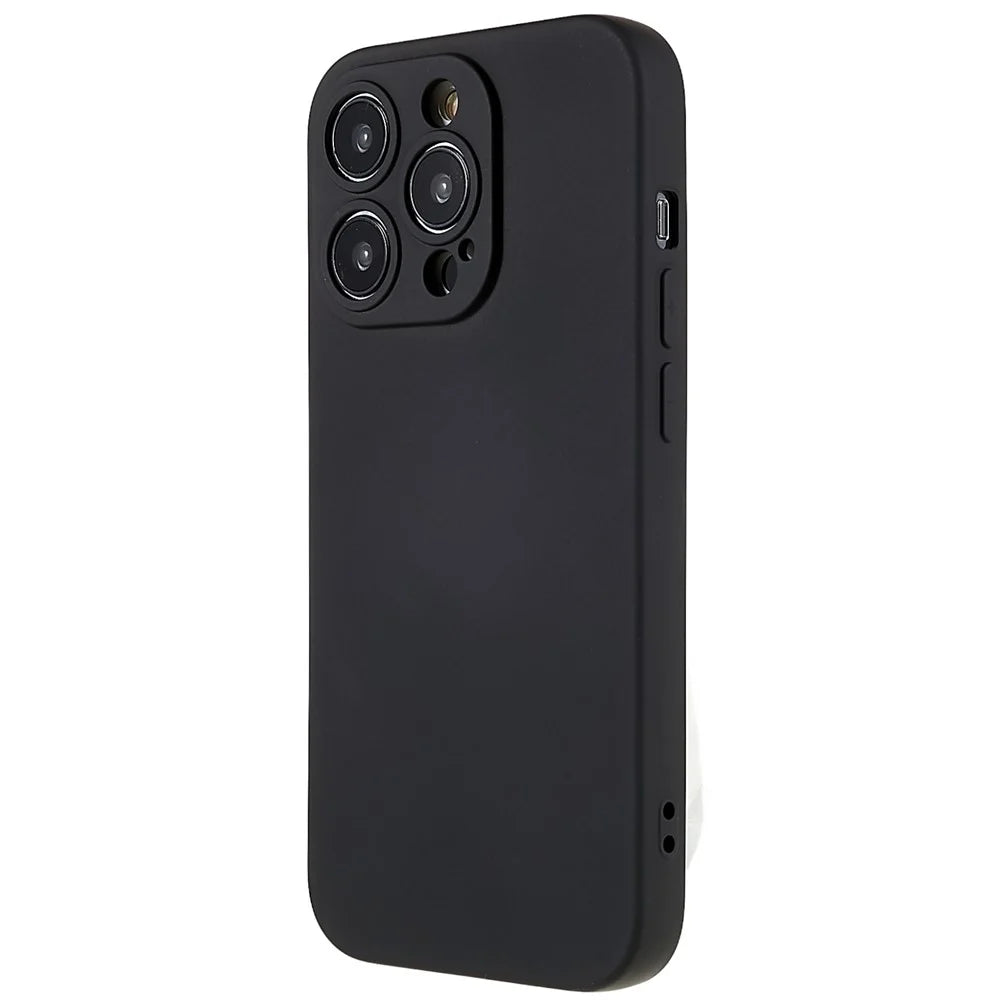 For iPhone 14 Pro Soft TPU 2.0mm Thick Shockproof Phone Case Liquid Silicone Texture Arc Edge Precise Cutout Cover - Black - 2