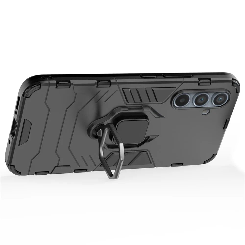 For Samsung Galaxy A54 5G Ring Kickstand Phone Cover Hard PC + Soft TPU Shockproof Smartphone Case - Black - 2