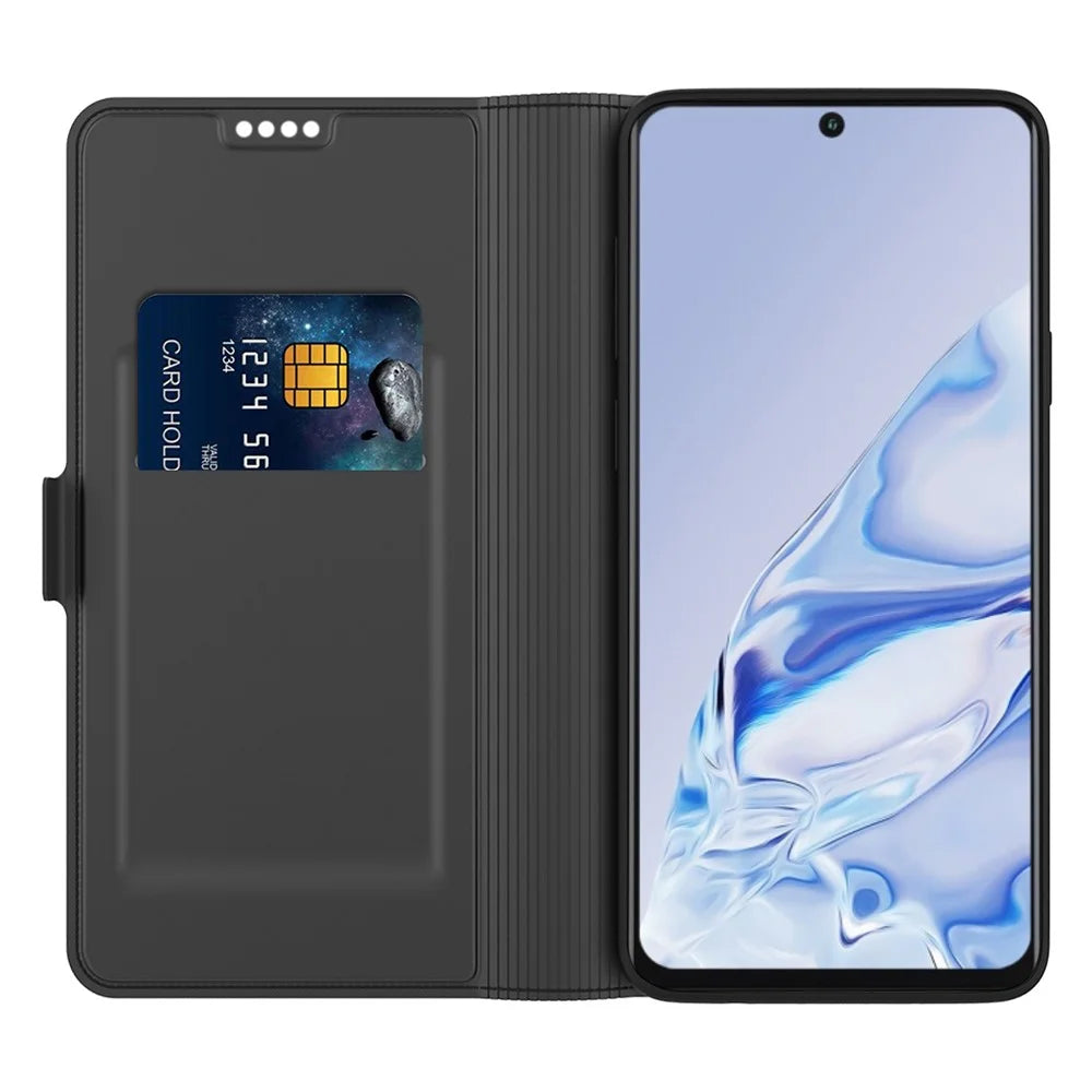 For Samsung Galaxy S23 Ultra Protective Phone Case Stand Card Holder Anti-shock PU Leather + TPU  Flip Cell Phone Cover - Black - 2