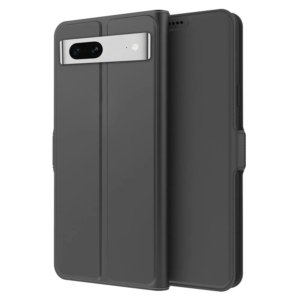 Flip Folio Phone Cover For Google Pixel 7 5G PU Leather Stand Card Holder Inner TPU Magnetic Anti-drop Phone Case - Black - 1