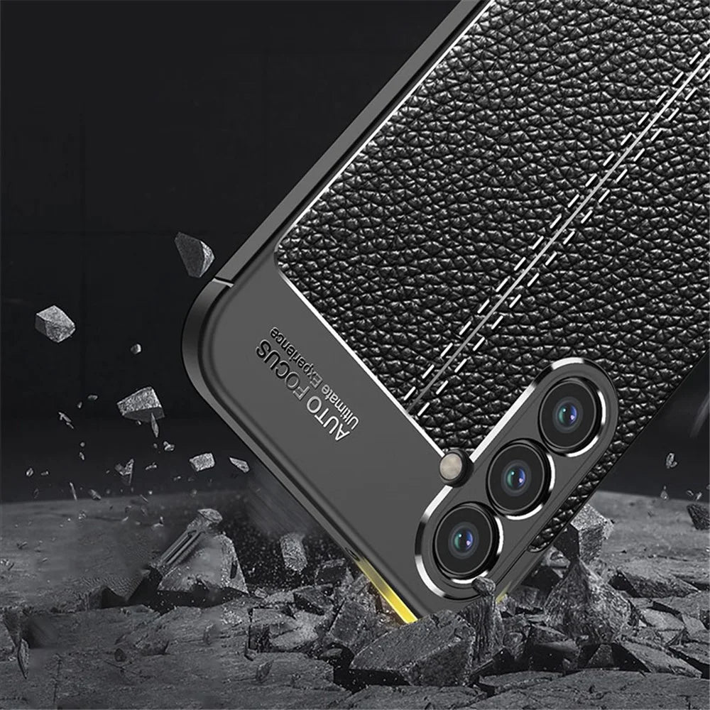 For Samsung Galaxy A34 5G Drop Protection TPU Cover Litchi Texture Phone Shell Anti-Scratch Phone Case - Blue - 4