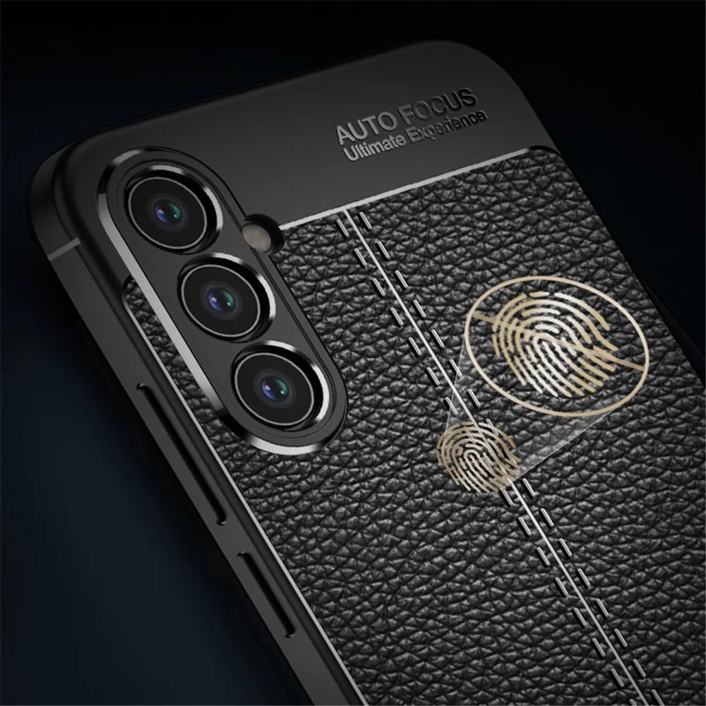 For Samsung Galaxy A34 5G Drop Protection TPU Cover Litchi Texture Phone Shell Anti-Scratch Phone Case - Blue - 6