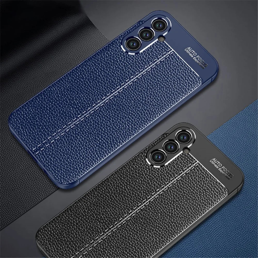 For Samsung Galaxy A34 5G Drop Protection TPU Cover Litchi Texture Phone Shell Anti-Scratch Phone Case - Blue - 7