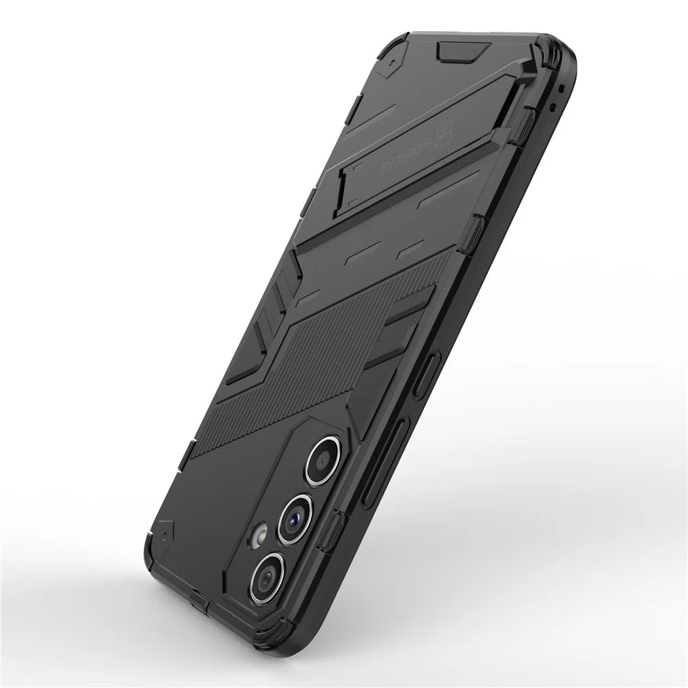 Anti-scratch Phone Cover for Samsung Galaxy A54 5G, Anti-drop Hard PC Soft TPU Hybrid Phone Case Kickstand - Black - 3