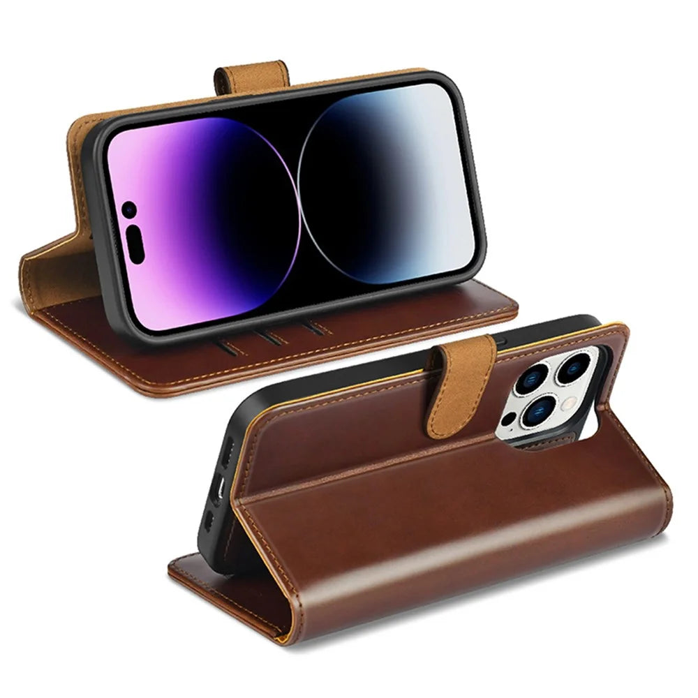 PULOKA For iPhone 13 Pro 6.1 inch Detachable 2-in-1 Phone Case Magnetic Clasp PU Leather Stand Wallet Case Support Wireless Charging - Brown - 2