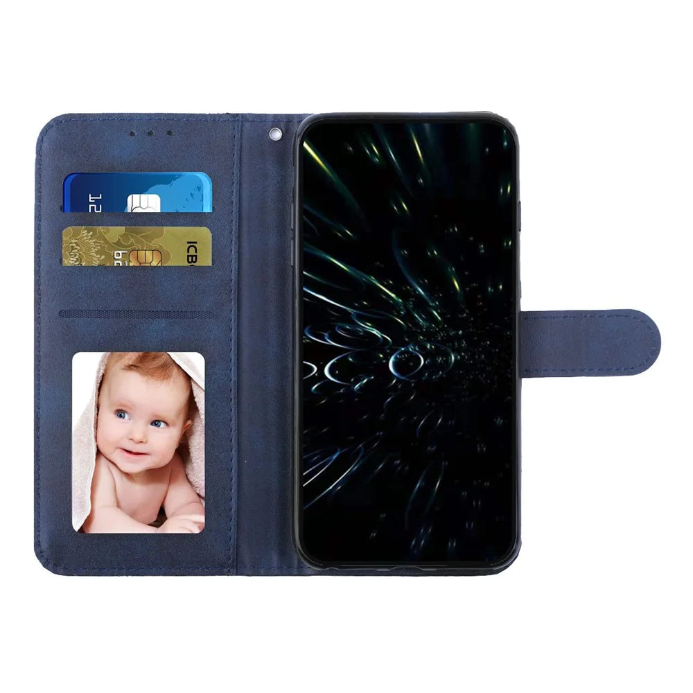 For Samsung Galaxy A54 5G Magnetic Clasp Wallet Phone Case Foldable Stand Stitching Imprinted Line PU Leather Cover - Sapphire - 2