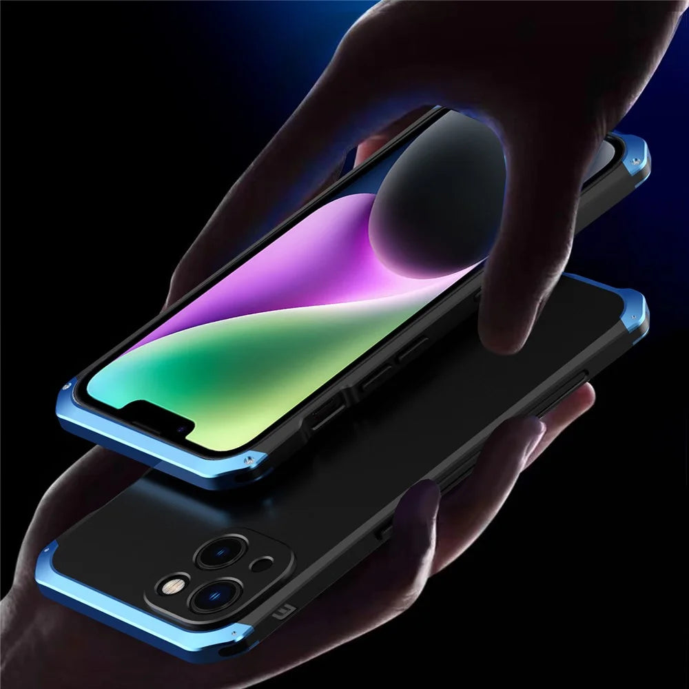 ELEMENT BOX For iPhone 14 Plus 3-Piece Design Hard PC Back Metal Frame Hybrid Cover Shockproof Cell Phone Case - Black  /  Black - 2