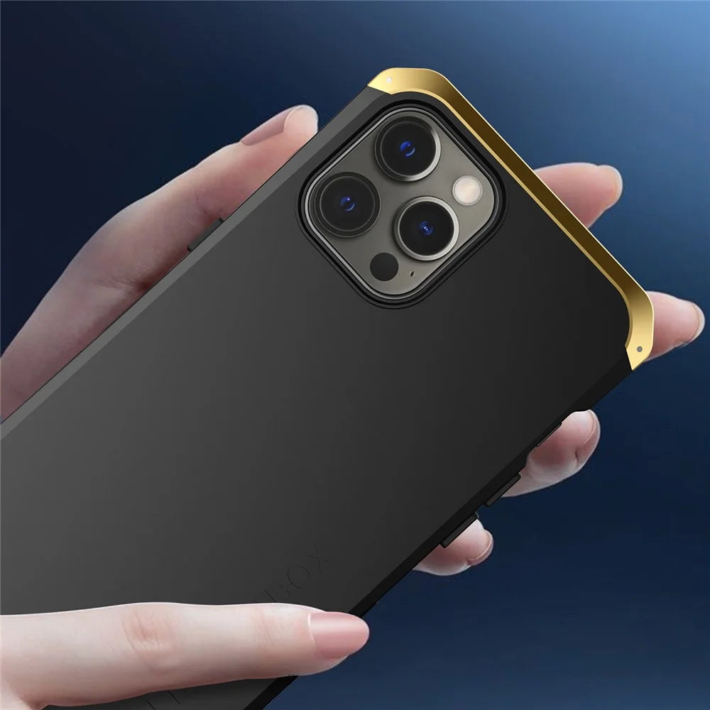 ELEMENT BOX For iPhone 12 / 12 Pro 6.1 inch 3-Piece Design Hard PC Back Metal Frame Phone Case Shockproof Protection Cover - Black  /  Blue - 2