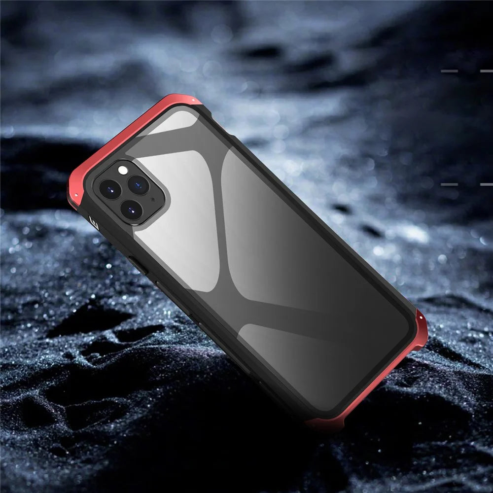 ELEMENT BOX For iPhone 11 Pro 5.8 inch Tempered Glass Panel Transparent Case 3-Piece Design Shockproof Metal Frame Phone Cover - Black  /  Blue - 4