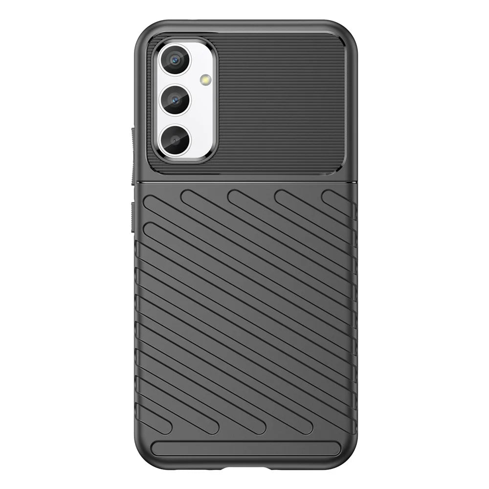 For Samsung Galaxy A34 5G Thunder Series Thickened TPU Twill Texture Anti-slip Phone Case Shockproof Back Cover - Black - 2