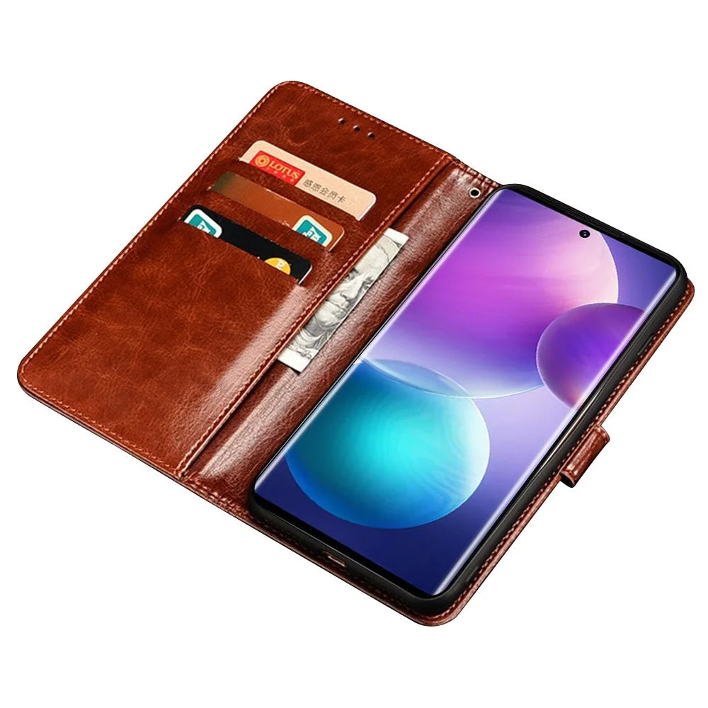 IDEWEI For Infinix Hot 12 Pro 4G PU Leather Flip Phone Cover Protective Case Stand Crazy Horse Texture Wallet Shell - Brown - 2