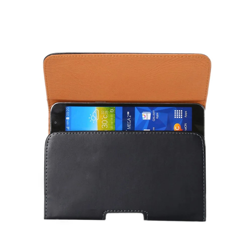 6.1 inch Mobile Phone Carrying Pouch Horizontal Waist Bag PU Leather Belt Hanging Bag with Back Clip - 3
