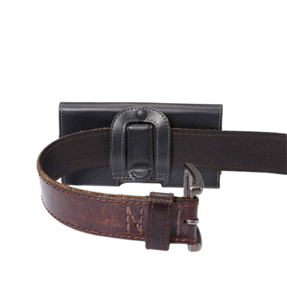 6.1 inch Mobile Phone Carrying Pouch Horizontal Waist Bag PU Leather Belt Hanging Bag with Back Clip - 4