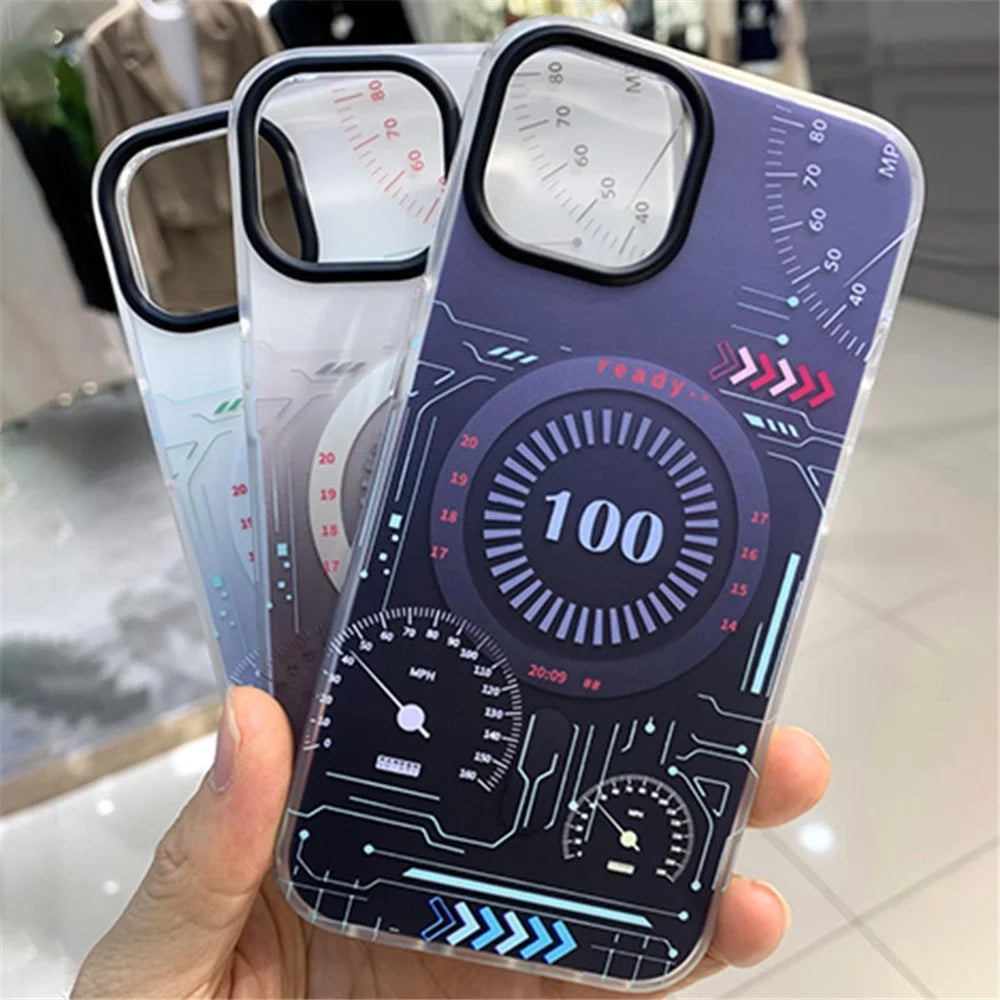 Magnetic Phone Case for iPhone 13 Pro Max 6.7 inch Compatible with MagSafe, Circuit Board Pattern IMD TPU Shock-Absorption Cover - Grey - 5