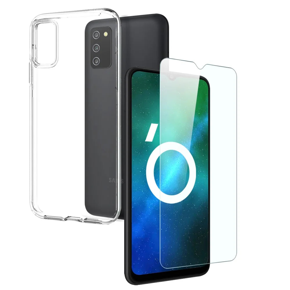 NORTHJO For Samsung Galaxy A03s (164.2mm) Phone Case Flexible TPU Back Cover+ Clear Tempered Glass Screen Protector - Transparent - 1