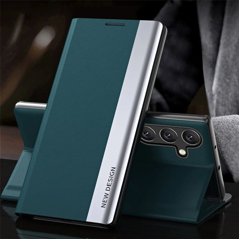 For Samsung Galaxy A54 5G Electroplating PU Leather Phone Cover Stand Anti-scratch Smartphone Case - Green - 2