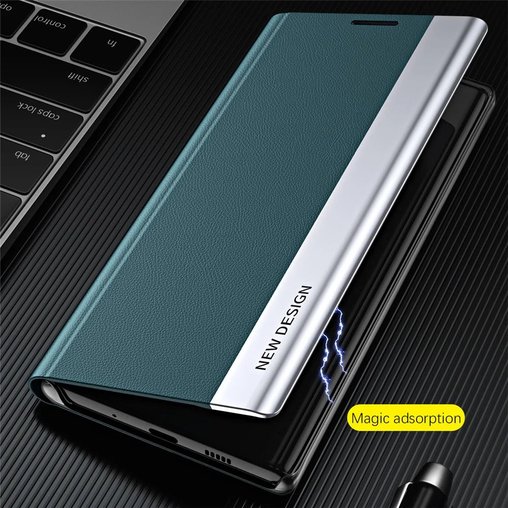 For Samsung Galaxy A54 5G Electroplating PU Leather Phone Cover Stand Anti-scratch Smartphone Case - Green - 4